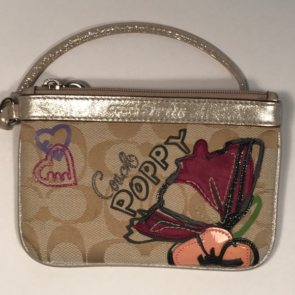 Coach Handbags - Coach Poppy Logo Jacquard Wristlet Coach Handbags - Coach Poppy Logo Jacquard Wristlet
